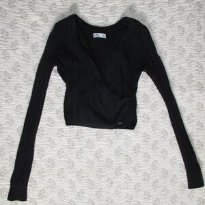 Black V-Neck Women's Top
